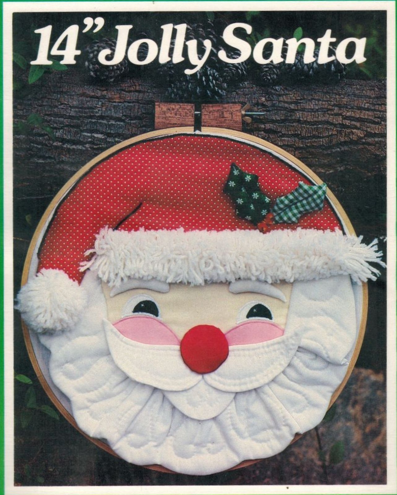1980 Stuffed 14" Round Hoop Christmas Jolly Santa Claus Applique Sew Pattern - $11.99