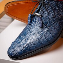Apricena Genuine Caiman Crocodile Dress Derby's Shoes Navy image 12