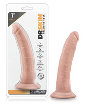 Blush Dr. Skin 7&quot; Cock W/suction Cup - Vanilla - $23.99