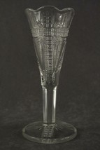 Vintage EAPG Pressed Glass 3 Part Mold Footed Flared Flower Vase 8.25&quot; Banded - £12.72 GBP