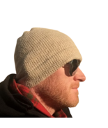 Slouch Beanie Beige Unisex Hat Hand Knit in 100% Fair Trade Alpaca Wool - $39.59
