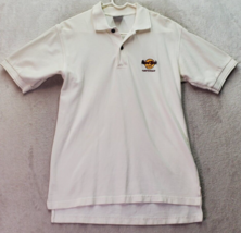 Hard Rock Cafe Polo Shirt Men&#39;s Small White Amsterdam Short Sleeve High Low Slit - £18.11 GBP