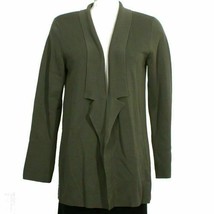 EILEEN FISHER Oregano Green Silk Cotton Interlock Knit Notched Collar Jacket - £159.86 GBP