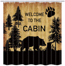 Wild Animal Forest Decor Rustic Cabin Shower Curtains Bathroom Waterproof NEW - £24.85 GBP