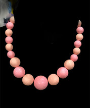 Pink Lucite Graduated Beads Necklace Up To 20” - $18.00