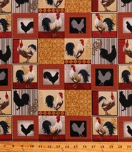 Cotton Rooster Inn Chickens Farm Patchwork Country Fabric Print by Yard D759.34 - £8.75 GBP