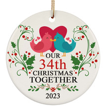 Funny Couple Bird Ornament Gift Decor 34th Wedding Anniversary 34 Year Christmas - £12.01 GBP