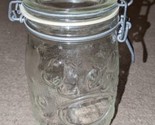 Wheaton 1.5 L Jar Canister Fruit Embossed Clear Glass Hinged. 8.5 inches... - $29.69