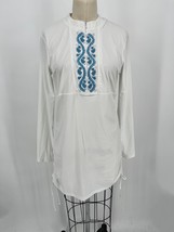 NWD Cabana Life Ruched Embroidered Rashguard Sz L White Blue Long Sleeve... - £29.33 GBP