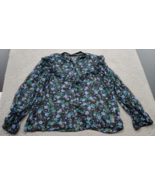 Boohoo Shirt Blouse Womens Size16 Multi Floral Sheer Smocked Cuff Button... - £12.46 GBP