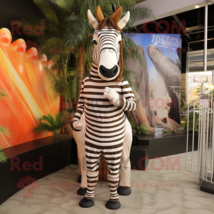 Brown Zebra mascot costume character dressed with a Empire Waist Dress and Ties - £1,079.46 GBP