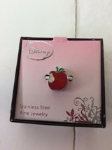 Disney Stainless Steel Enamel Red Apple Snow White Bead Bracelet Charm J... - £13.62 GBP