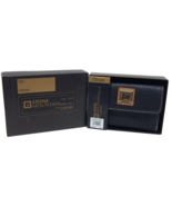 Stone Mountain Bonded Leather Wallet Black &amp; Tan with Gold Logo Accents ... - $39.86 CAD