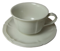 Villeroy &amp; Boch WHITE MANOIR Flat Coffee Cup &amp; Saucer Porcelain Luxembourg - $19.34