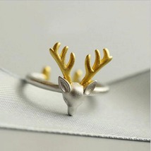  925 Sterling Silver Jewelry Popular Elk Antler Deer Female Ring - £8.81 GBP