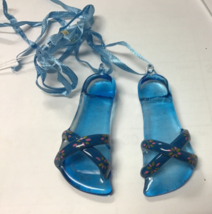 Gallerie II glass flip flops set of 2 flip flops ornament beach nautical... - $189.53 MXN