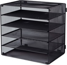 Easepres 5 Slot Desk Organizer Tray, Mesh File Paper Letter Tray Desktop, Black - £24.77 GBP