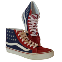VANS Old School Sneakers M 4.5 W 6 Red Suede Flag Studded Sk8 Hi Skateboard USA - £27.72 GBP