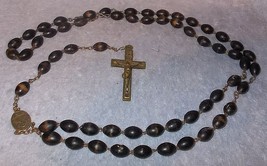 Vintage Catholic Black Wooden Bead Rosary Juan De Los Lagos OLS Italy  - £10.34 GBP