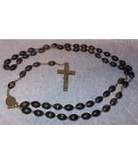 Vintage Catholic Black Wooden Bead Rosary Juan De Los Lagos OLS Italy  - $17.59 CAD