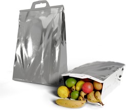 5 Silver Metallic Reusable Hot or Cold Insulated Thermal Cooler Bags 13x19x7.5&quot; - £27.10 GBP