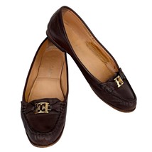 Escada Flats Loafers Brown 36 Gold Tone Hardware - $50.00