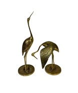 Pair Vintage Brass Plated Birds Cranes Egret Heron Stork 12” and 7&quot; Tall... - £25.11 GBP