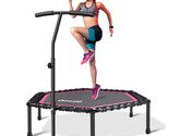 48&#39;&#39; Fitness Trampoline With Adjustable Handle Bar, Silent Trampoline Bu... - £166.67 GBP