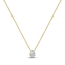 14kt White Gold Womens Pear Diamond Fashion Teardrop Necklace 1/2 Cttw - $1,067.91