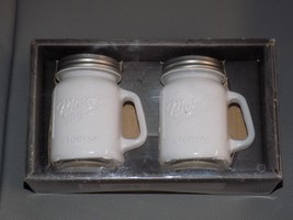 Mason Jar Salt &amp; Pepper White Glass Shaker Set 4oz. Each NEW - £15.75 GBP