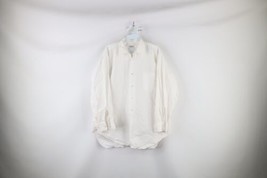 Vintage 50s Mens 16 32 Sanforized Cotton Collared Button Dress Shirt White USA - £38.89 GBP
