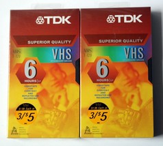 Lot of 2 TDK Blank VHS Tapes Standard Grade Superior Quality T-120 6 Hours (New) - £4.64 GBP