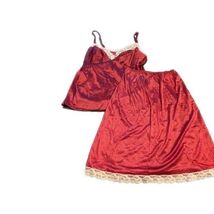 Vintage Vanity Fair Burgundy Camisole Bust 34 Slip Medium 2 Pc Set Lace ... - €21,46 EUR