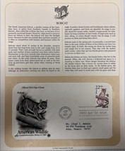 American Wildlife Mail Cover FDC &amp; Info Sheet Bobcat 1987 - $9.85