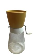 Vintage Federal Housewares Glass Spice Nut Grinder Chopper Yellow Gold Top - $16.83