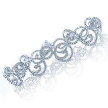 Femmes Volutes Bracelet Lien 3.40 Carats Naturel Diamant Rond 14k or Blanc - £4,425.15 GBP