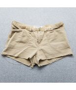 Abercrombie &amp; Fitch Shorts Womens 0 Tan Khaki Pockets Cotton Zip Cut Off - $27.57 CAD