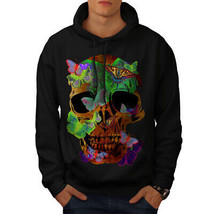 Wellcoda Butterflies Skull Mens Hoodie, Peace Casual Hooded Sweatshirt - £26.11 GBP+