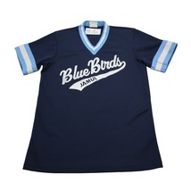 Majestic Shirt Mens M Blue V Neck Short Sleeve Blue Birds Jamul Athletic Wear - £18.02 GBP