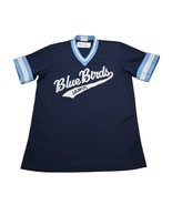 Majestic Shirt Mens M Blue V Neck Short Sleeve Blue Birds Jamul Athletic... - £17.84 GBP