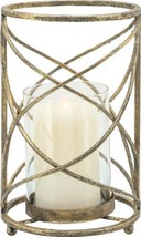 Hurricane Candleholder Traditional Antique Gold Glass Iron - $99.00