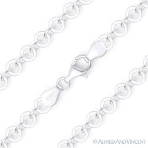 .925 Italy Sterling Silver 5mm Round Drop Flat Disc Link Italian Chain Necklace - £37.40 GBP+