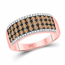 Authenticity Guarantee 
14kt Rose Gold Womens Round Brown Diamond Band Ring 1... - £784.62 GBP