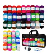 48 Pcs Crochet Yarn Kit, 1400 Yards 40 Colors Acrylic Yarn Skeins, 2 Cro... - $52.99