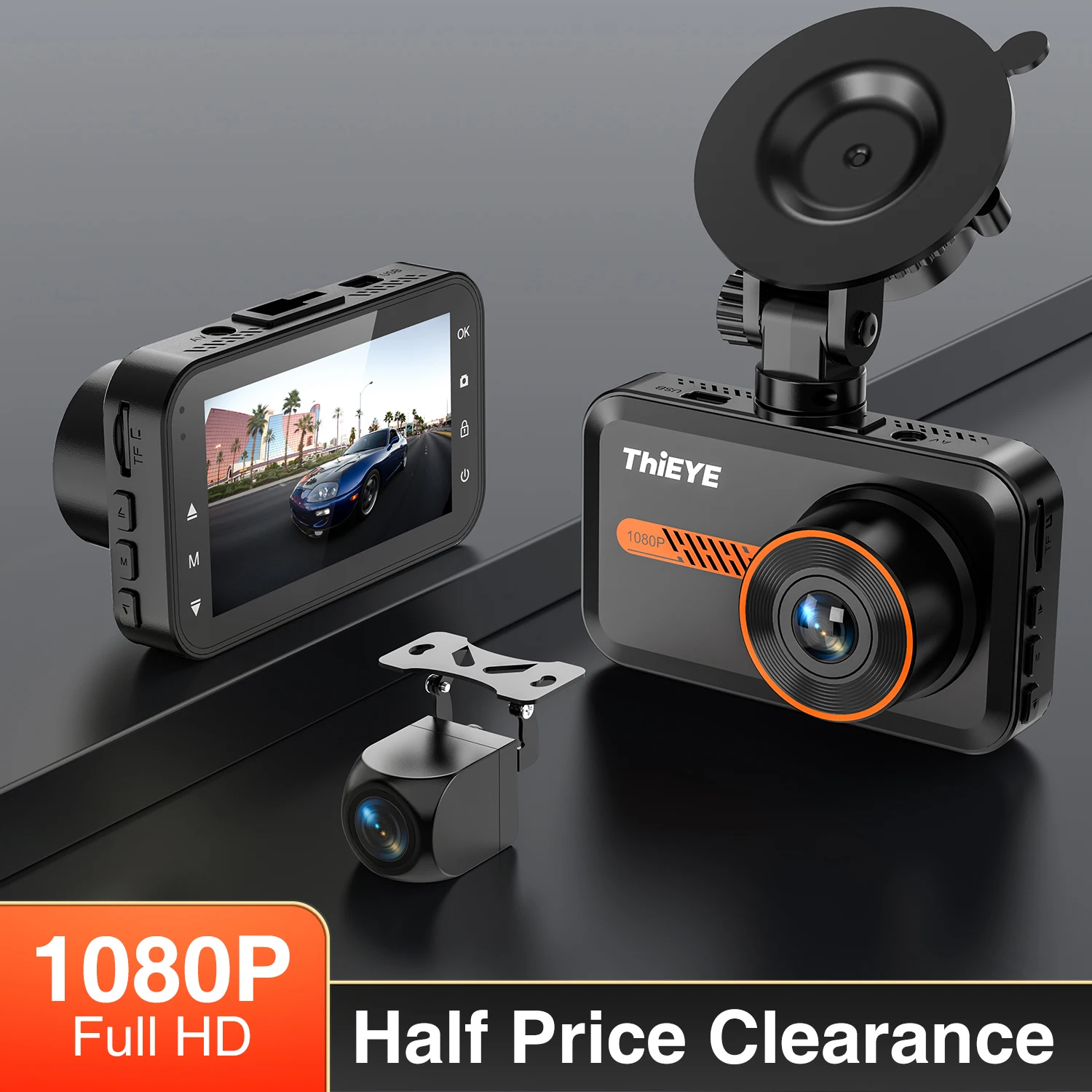 ThiEYE 3.0 Inch Dash Cam Dual Lens 1080P HD Recording Car Camera DVR Car - £49.71 GBP+