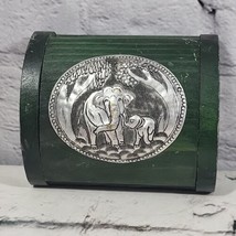 Elephant Trinket Box Green Wooden  - $15.84