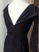 Black Crop Sleeve Stretch Long Lace dress Women Custom Plus Size Lace Dress image 7