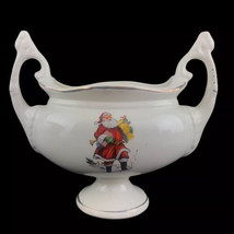 Vintage Santa Claus Christmas Pottery Flower Vase Urn Handled Planter 8X 11&quot; U13 - £36.76 GBP