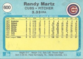 1982 Fleer Randy Martz 600 Cubs - £0.78 GBP