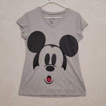 Disney Womens T-Shirt Size XL Mickey Mouse Short Cap Sleeve V Neck Gray - £10.90 GBP